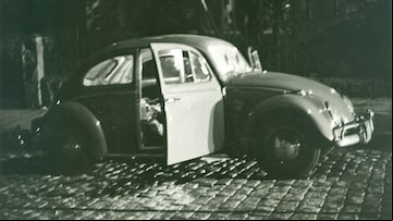 O Fusca em que Carlos Marighela foi alvejado na Alamenda Casa Branca. Crédito: Arquivo Estadão. Foto: Arquivo Estadão